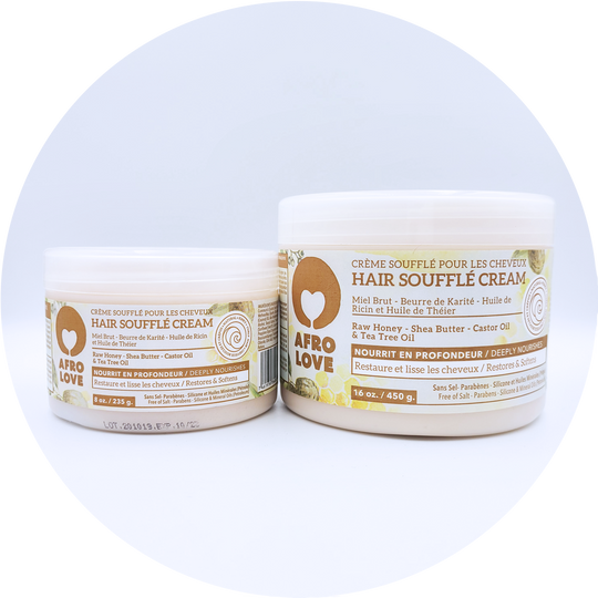 Afro Love Hair Soufflé, 8 oz and 16 oz plastic jars
