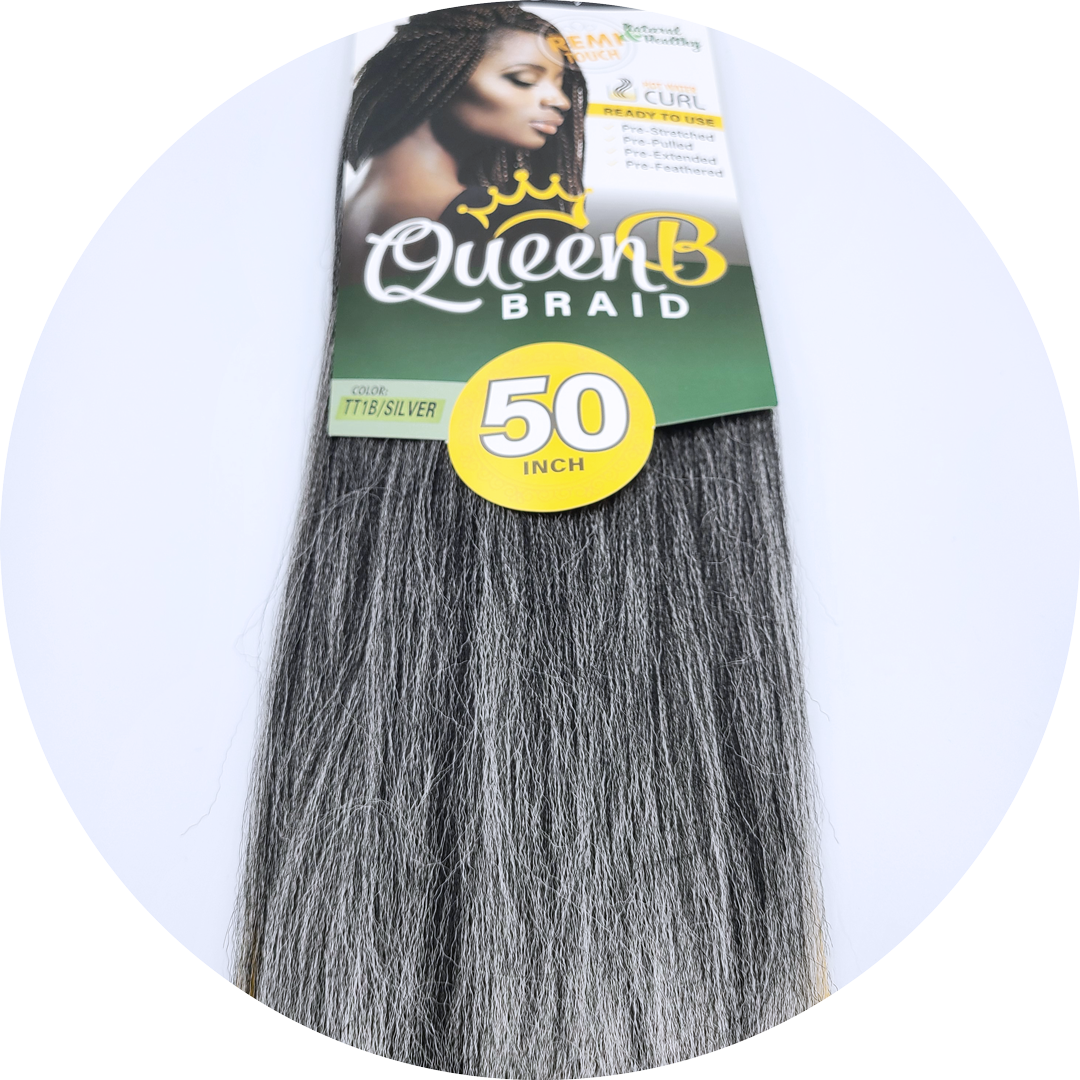 Urban Beauty Pre-Pulled Queen B Braiding Hair 50" #TT1B/SILVER