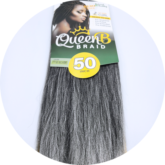 Urban Beauty Pre-Pulled Queen B Braiding Hair 50" #TT1B/SILVER