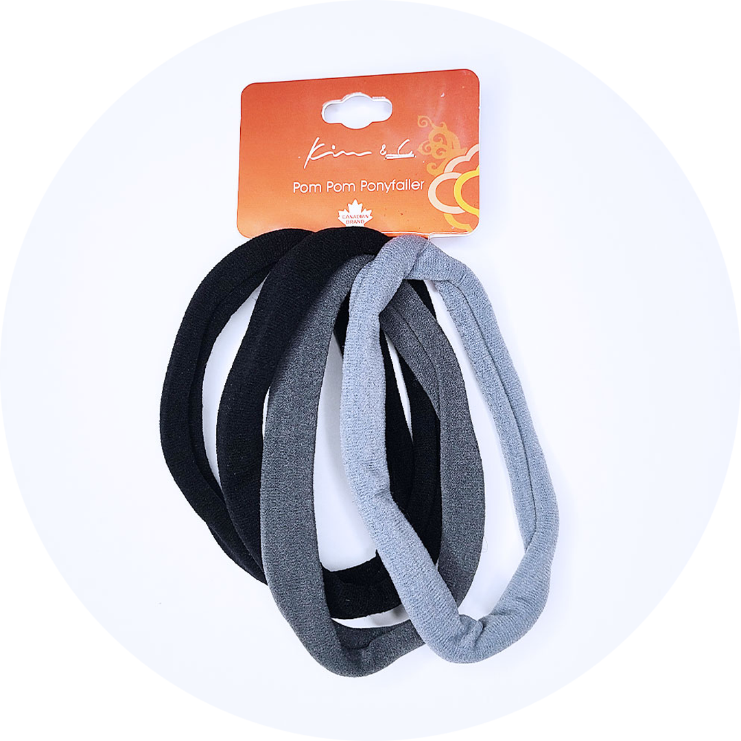 4 Piece Elastic Headbands - Grey Assorted