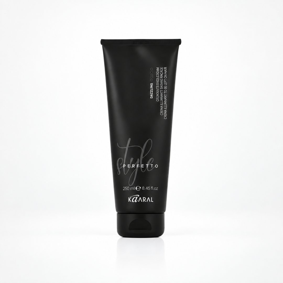 Kaaral Style Perfetto Dazzling Straightening Cream Anti-Frizz & Heat Protection – 250 ml hair styling cream for smooth, straight hairstyles with frizz control and heat protection.