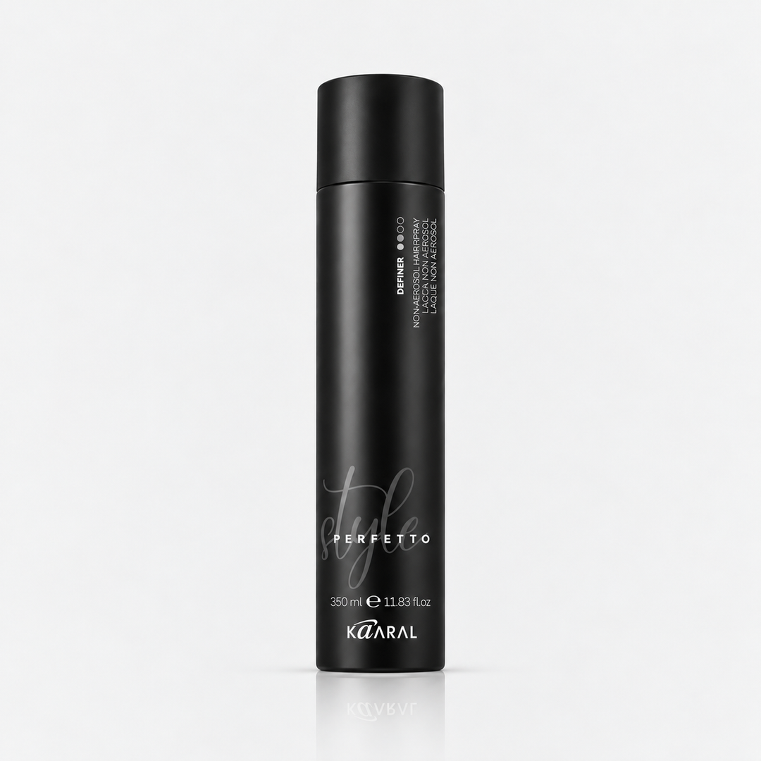 Kaaral Style Perfetto Definer Strong Hold Non-Aerosol Hairspray – 350 ml for long-lasting hairstyle hold, definition, and professional hair styling.