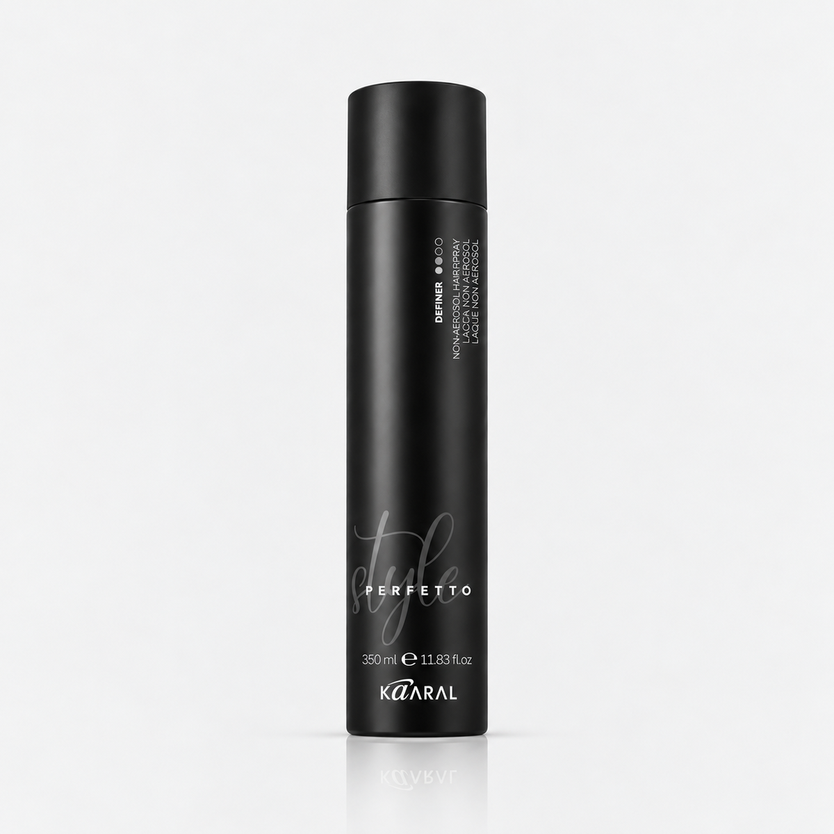 Kaaral Style Perfetto Definer Strong Hold Non-Aerosol Hairspray – 350 ml for long-lasting hairstyle hold, definition, and professional hair styling.