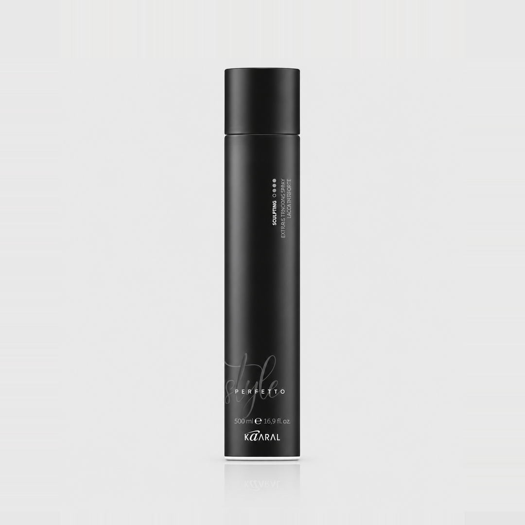 Kaaral Style Perfetto Sculpting Extreme Hold Finishing Spray – 500 ml for securing hairstyles with extreme hold and a long-lasting, professional finish.