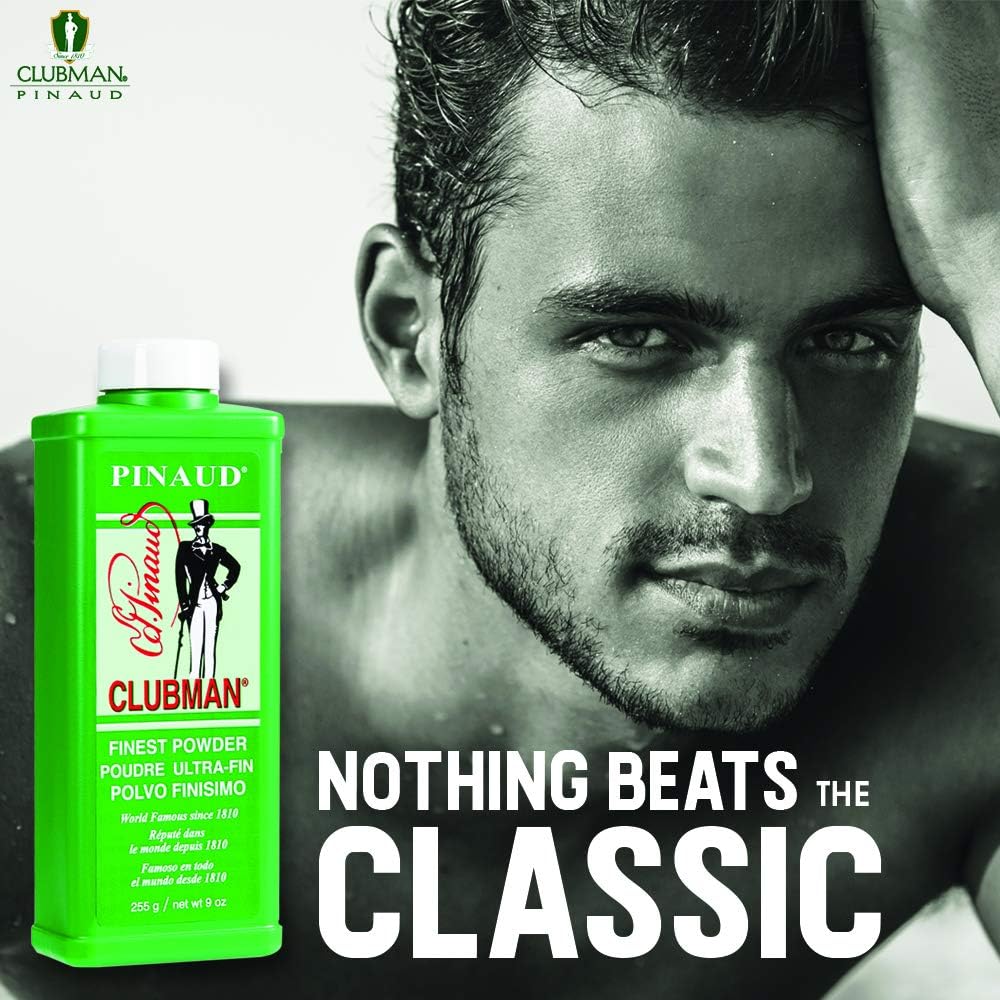 Pinaud Clubman Finest Powder – White | 255 g / 9 oz Talc-Free Body Powder