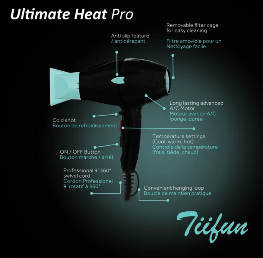 Ultimate Heat Pro TIIFUN Professional Hair Dryer – 1875W Far Infrared