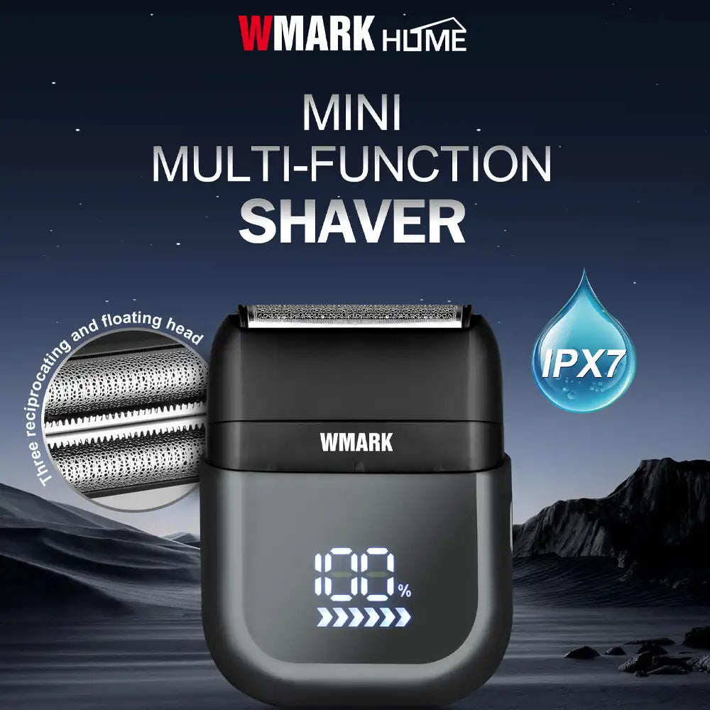 WMARK HOME NG-7906 rechargeable mini electric shaver with triple floating shaving heads and USB-C charging