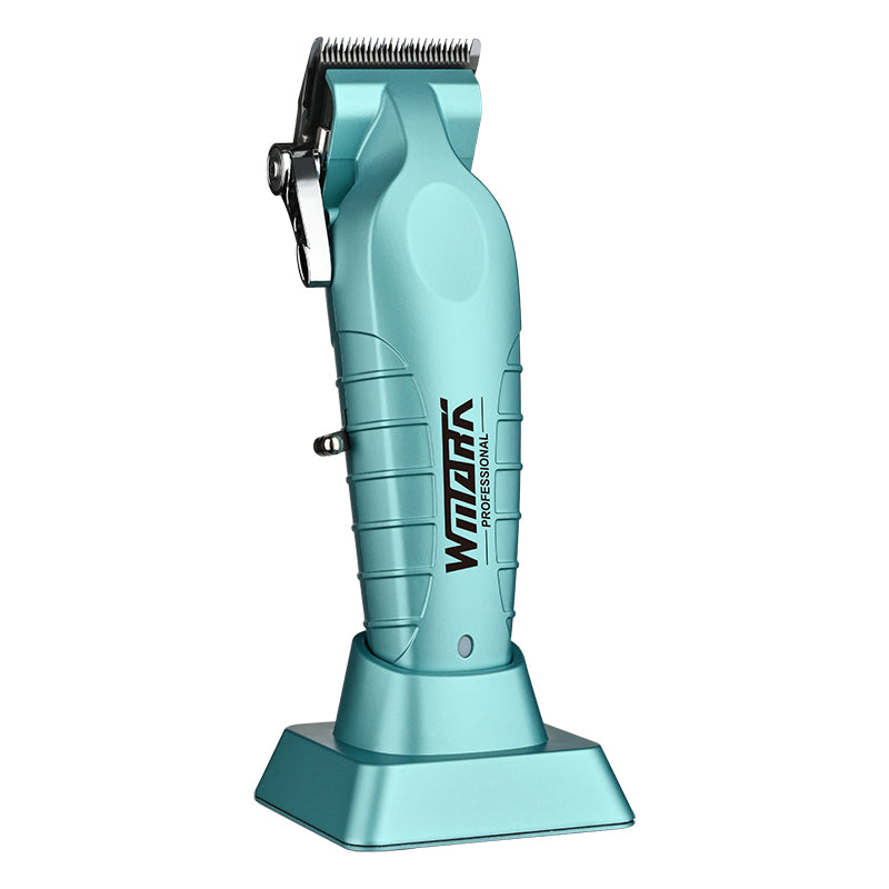 WMARK NG-133 Rechargeable Hair Clipper – Teal (Blue/Green Aqua) ergonomic side profile.