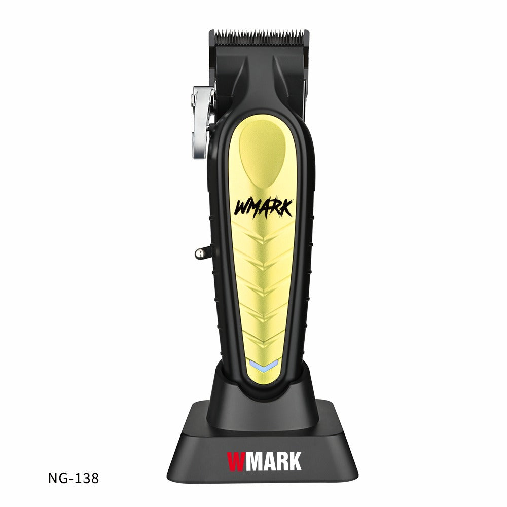 WMARK NG-138 Black/Gold rechargeable clipper – professional barber fade clipper.