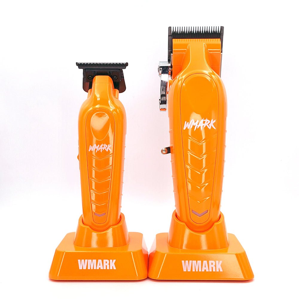 WMARK NG-139 Clipper and NG-339 Trimmer Combo Set in Orange – Cordless Barber Clipper and Trimmer for Fades and Detailing