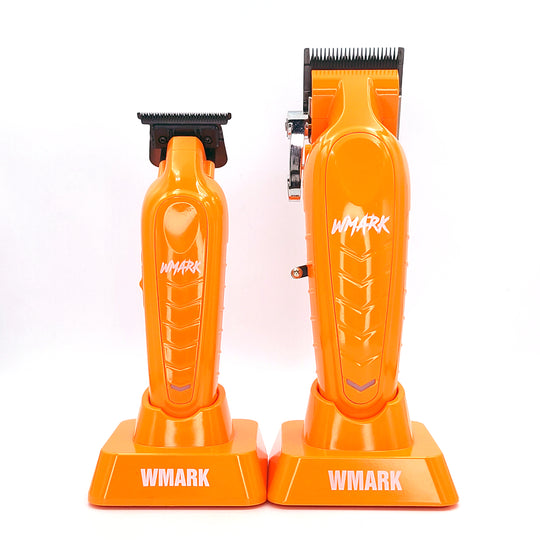 WMARK NG-139 Clipper and NG-339 Trimmer Combo Set in Orange – Cordless Barber Clipper and Trimmer for Fades and Detailing
