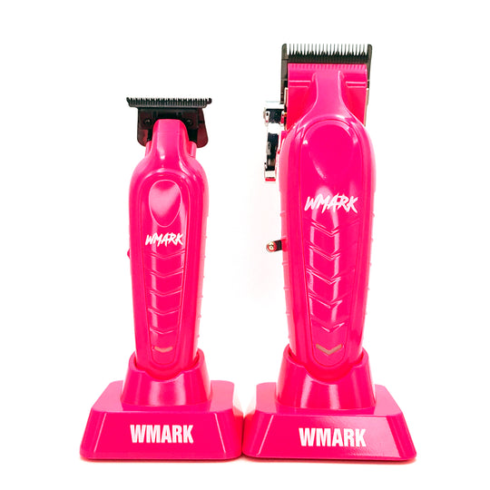 WMARK NG-139 Clipper and NG-339 Trimmer Combo Set in Pink – Professional Barber Kit for Fades and Lineups
