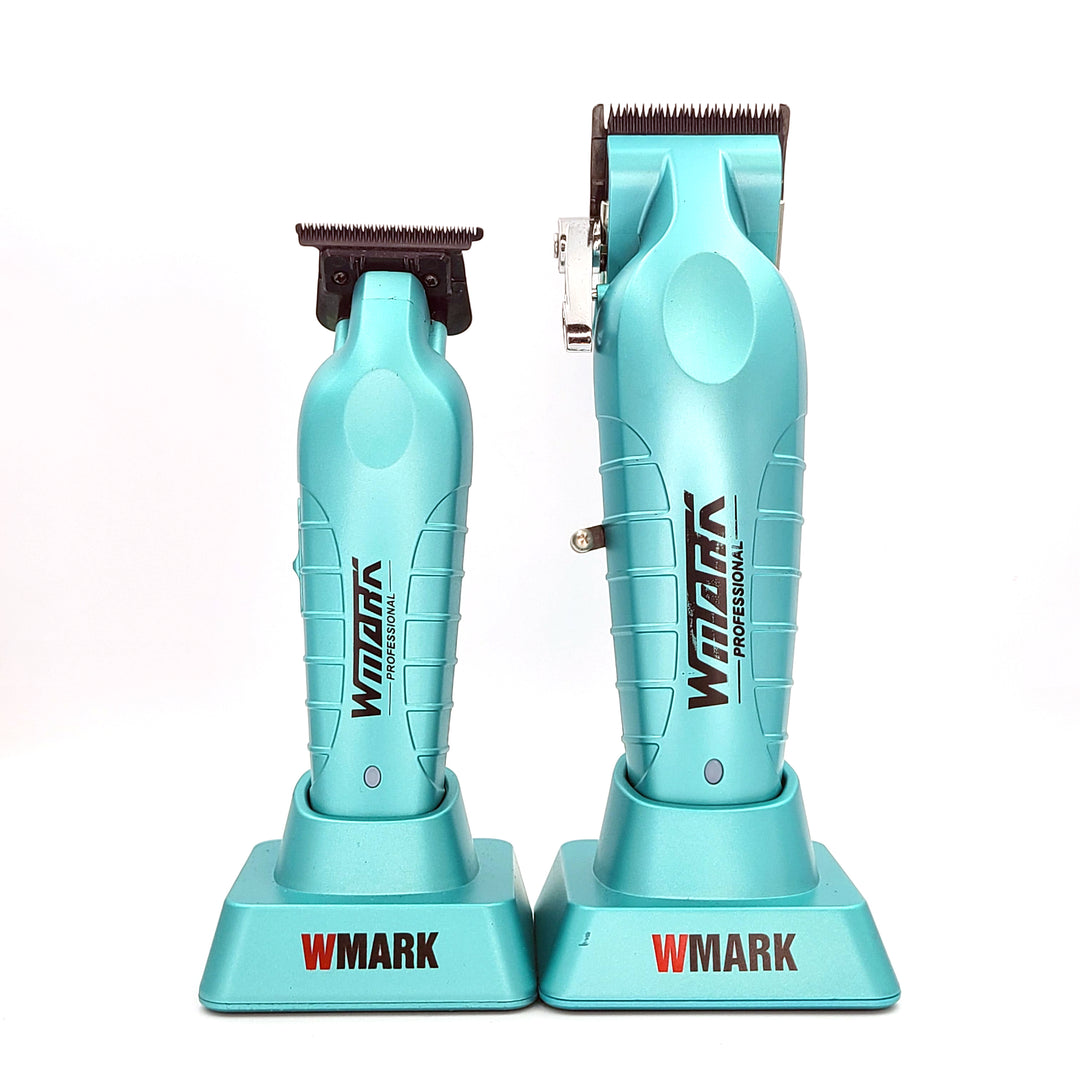 WMARK NG-139 Clipper and NG-339 Trimmer Combo in Teal (Blue/Green Aqua) – Professional Cordless Barber Set