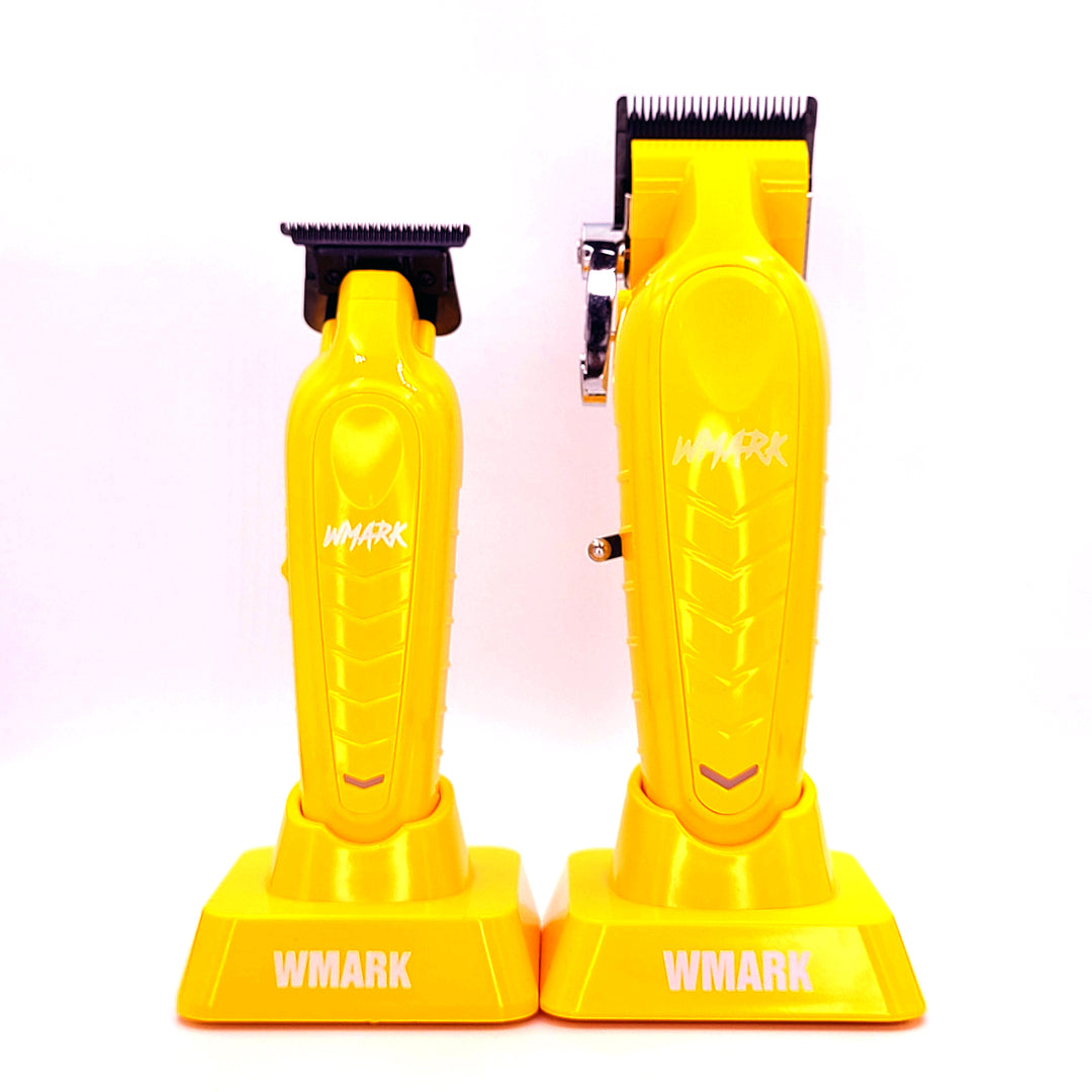 WMARK NG-139 Clipper and NG-339 Trimmer Combo Set in Yellow – Professional Hair Cutting Tools for Barbers
