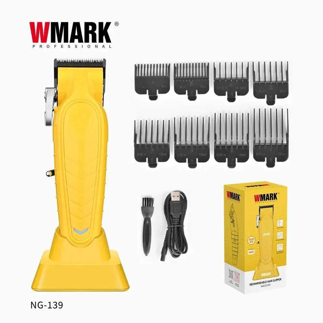 WMARK NG-139 Clipper Full Kit with 8 Guide Combs, Charging Stand, and Accessories