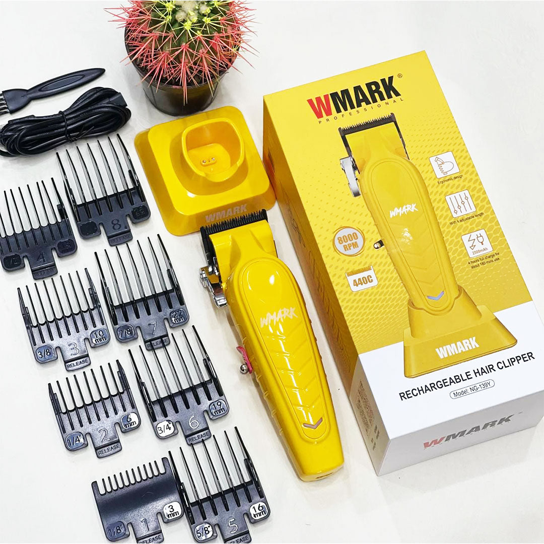 WMARK NG-139 Clipper Full Kit with 8 Guide Combs, Charging Stand, and Accessories
