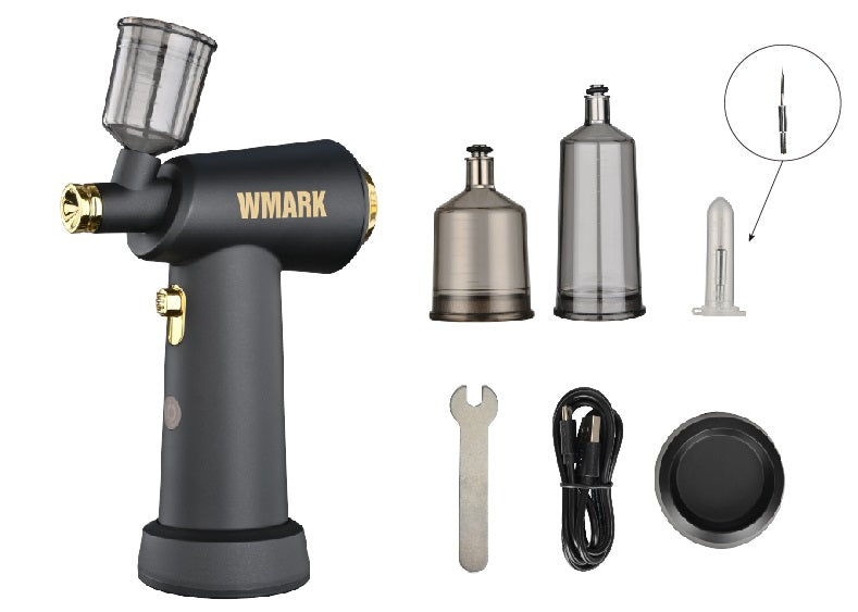 WMARK NG-AB001 professional cordless airbrush kit with LED pressure display for barber and salon treatments