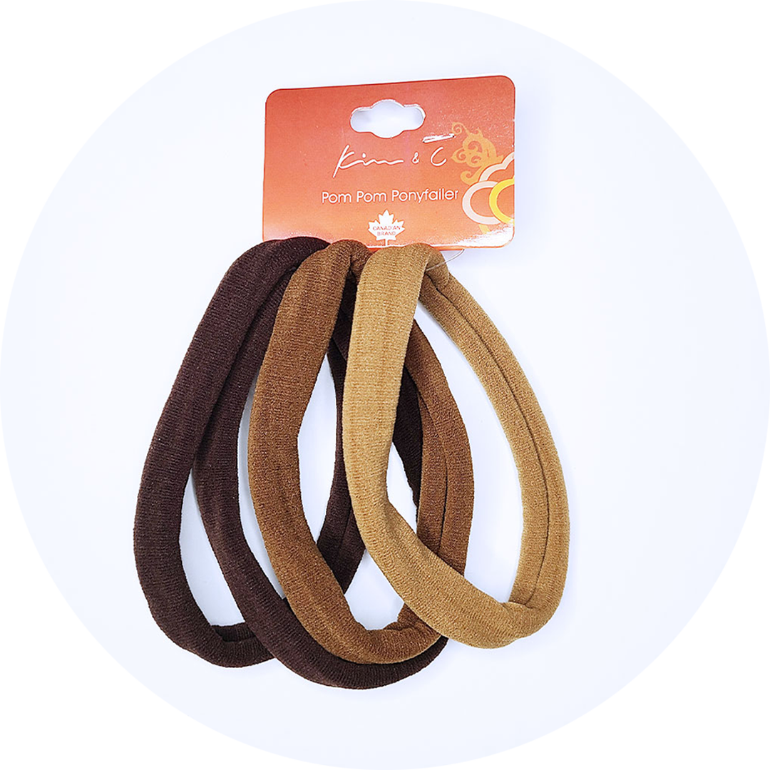 4 Piece Elastic Headbands - Brown Assorted
